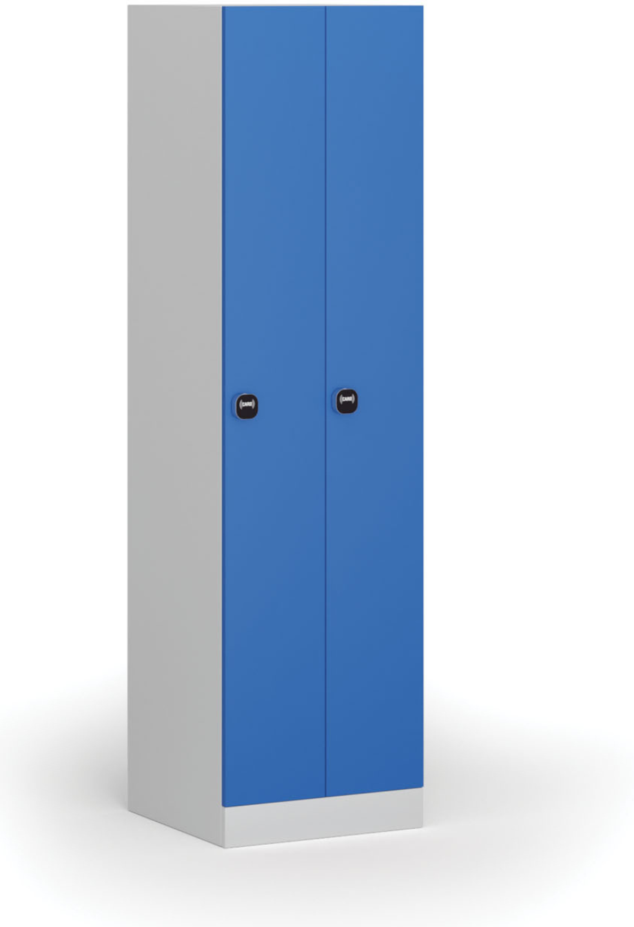 B2B Partner Metallspind S1, schmal, 2 Abteile, 1850 x 500 x 500 mm, RFID-Schloss, blaue Tür
