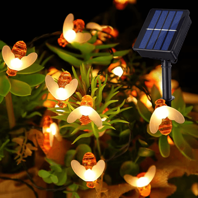 Inspire Picks Cute Bee Solar String Lights 20 LED Outdoor Fairy Lights For Garden & Party Decor warm White 5m 20 Bees