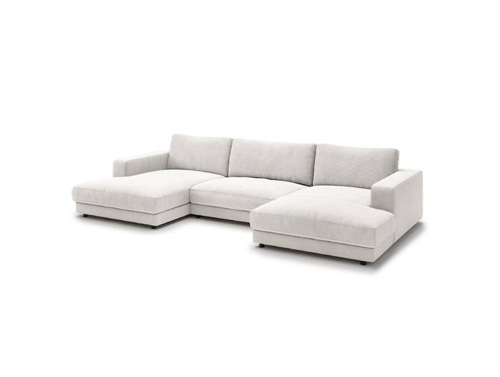 Wohnlandschaft Weiß Cordstoff Catia 190cm Gleichschenklig Modern Taschenfederkern