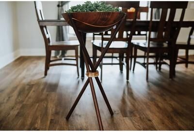 One Hudson Road Handmade Solid 17 inch Walnut Bowl with Stand