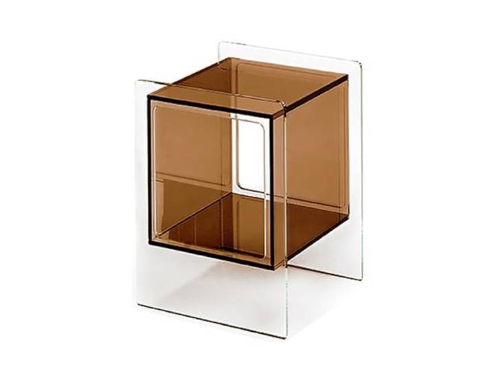 ZXDGsdrdtW Nachttisch, Durchsichtiger Beistelltisch(Brown,46x40x55cm)