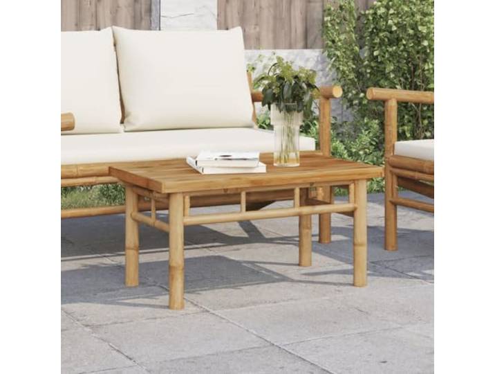 HEFZGDB Bambus Couchtisch 70x40x35 cm mit Latten-Design für Innen und Außen, Langlebiges Gartenmöbel aus Naturmaterial, Stabile Tischplatte für Wohnzimmer Balkon Terrasse