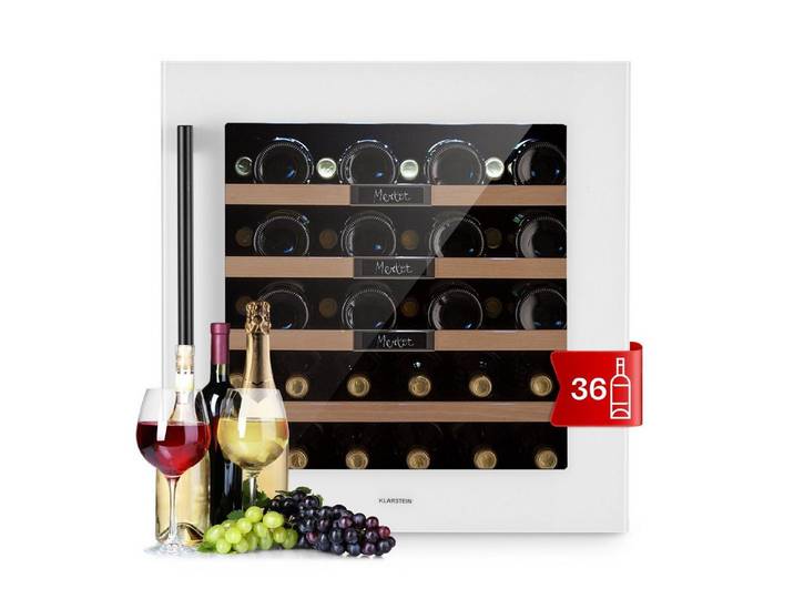 Klarstein Weinkühlschrank Vinsider 36 Built-In Uno, für 36 Standardflaschen á 0,75l,Wein Flaschenkühlschrank Weintemperierschrank Weinschrank Kühlschrank