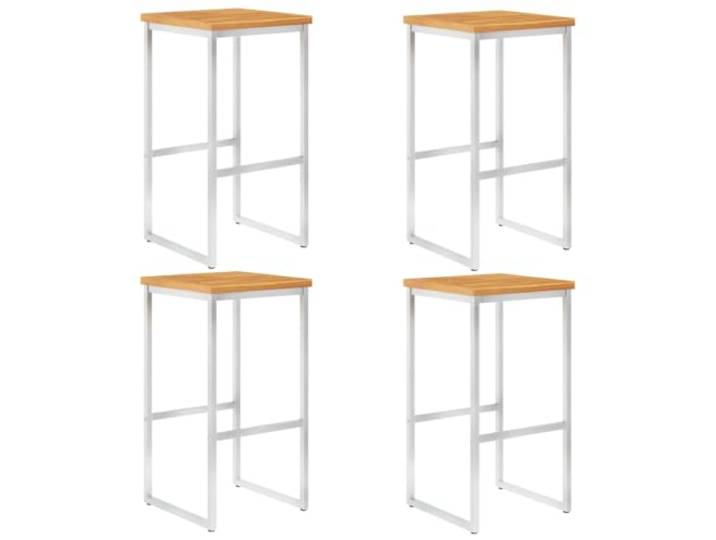 Coespram Barhocker 4er Set Massivholz Akazie Edelstahl Barstuhl 75 cm Robuste Bistro Hocker aus Teakoptik Akazienholz fuer Balkon Terrasse und Garten, ideal als wetterfeste Terrassenmoebel.