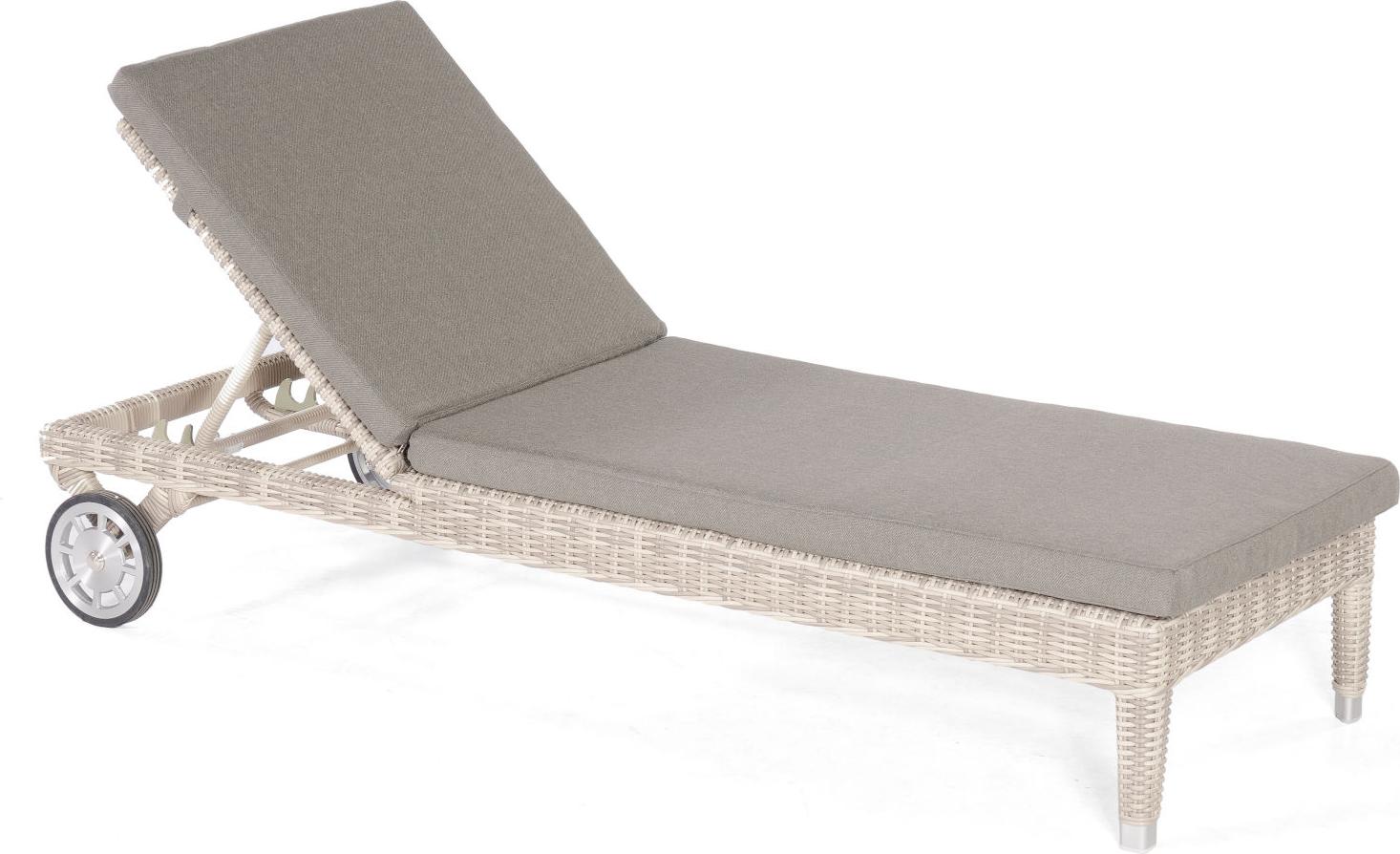 Sonnenpartner Caicos Sonnenliege mit Auflage Aluminium mit Polyrattan white-coral