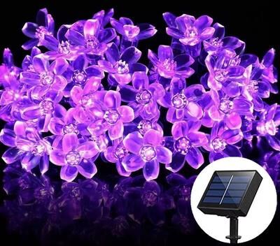 Inspired Finds Solar Fairy String Lights Sakura Peach Flower LED Outdoor Garden Decor purple