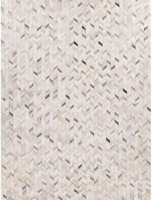 Exquisite Rugs Mosaic Leather hand-tufted Leather Hide Silver Area Rug