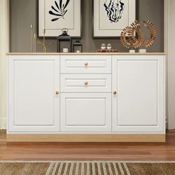 STILVORA Sideboards Spanplatte Weiß/Holzoptik 135,5x39x76 cm mit 2 Schubladen