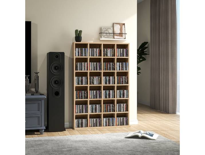 HOMCOM Bibliothèque Bois 480 CD/312 DVD Étagères Réglables