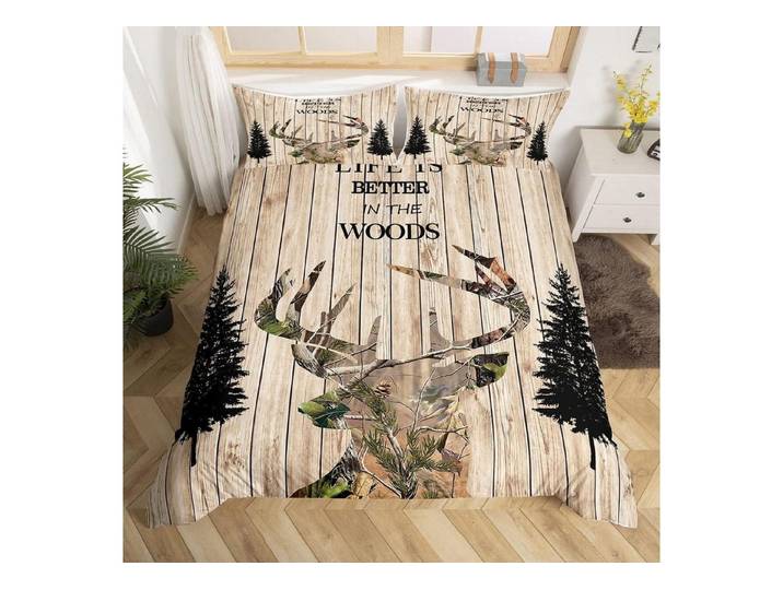 LuxusKollektion Jugendbettwäsche Bettwäsche 155x220 Hirsch Rustikal Mehrfarbig