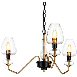 Pendellampe Deckenleuchte Hängelampe Stahl Glas D 73,2 cm Esszimmerlampe Messing