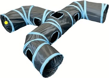 Inspire Curations Extended Three Way Cat Tunnel Toy Interactive Rolling Dragon Play Tunnel blue m