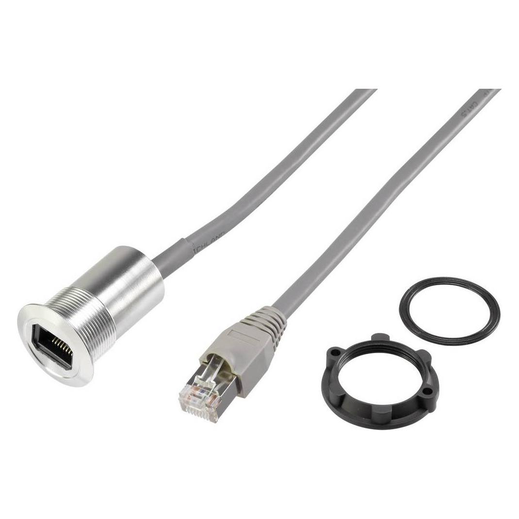 Tru Components RJ45-Einbaubuchse, Kabellänge 1.5 m (RJ45-03)