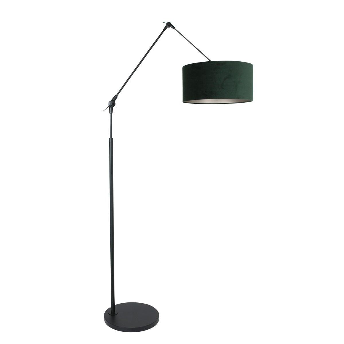 Steinhauer Prestige Chic Vloer Leeslamp zwart met groene velours kap en hoogteverstelling