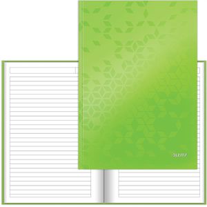 Leitz Notizbuch WOW, 46251054, grün, A4, Hardcover, mit laminiertem Kartoneinband, 80 Blatt, liniert