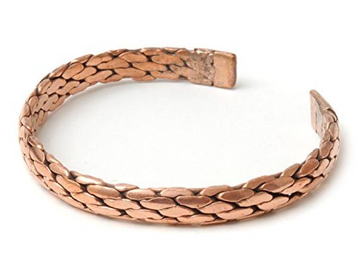 Berk gevlochten koperen armband, smal