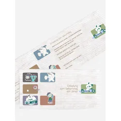Einladungskarten Kindergeburtstag selbst gestalten mit Spruch und Fotos im Onlinedesigner bei Meine-Kartenmanufaktur.de