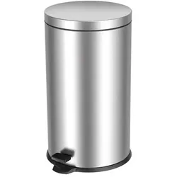 Treteimer Orgavente QUARANTA Abfallbehälter mit Pedal 40 L Runder Korpus aus glänzendem Edelstahl, HACCP konform