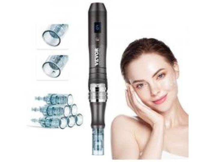 VEVOR Stylo de Microneedling Visage, 3 Aiguilles Jetables 16 Broches, 3 Aiguilles Jetables 36 Broches, Appareil de Beauté Derma Électrique, 6 Vitesses, Longueur d'Aiguille Réglable 0-2,5 mm, Écran LCD