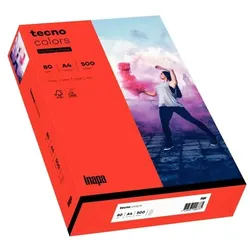 INAPA Kopierpapier, Tecno Colors, A4, 80 g/qm, intensiv rot
