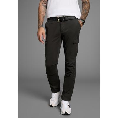 Cargohose BRUNO BANANI, Herren, Gr. 32, Länge 32, schwarz, Web, Obermaterial: 98% Baumwolle, 2% Elasthan, unifarben, straight fit lang, Hosen Cargohose, moderne Passform, eng anliegende Cargotaschen