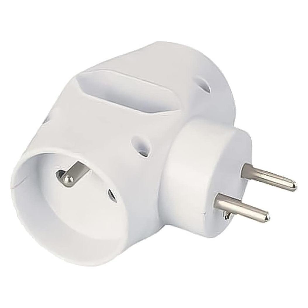 PremiumCord Disassembly 230V 10A, 2x round +1x flat socket, white (3x, CEE 7/3, CEE 7/4, CEE 7/7) (ppr01)