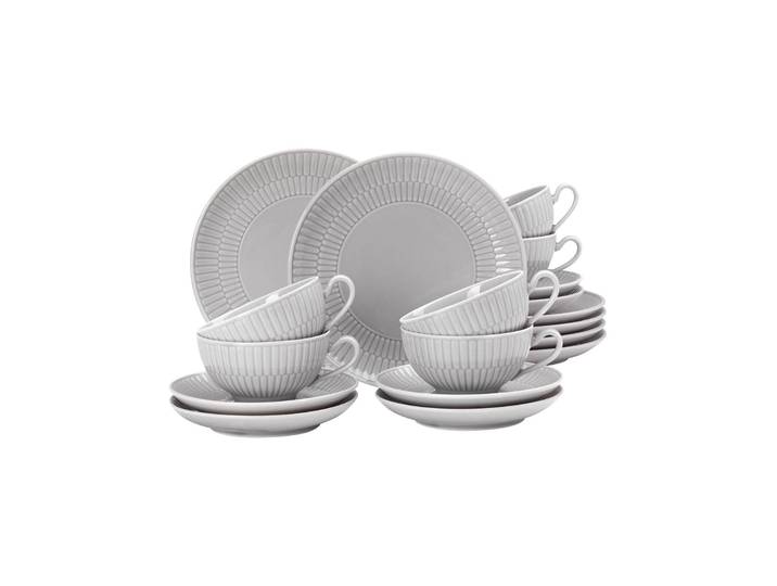 Geschirr-Set SELTMANN WEIDEN Teeservice Amina 18er Set , grau (silbergrau), 18, Porzellan, Geschirr-Sets, Geschirr-Set, Spülmaschinenfest, Mikrowellensicher, Ofenfest