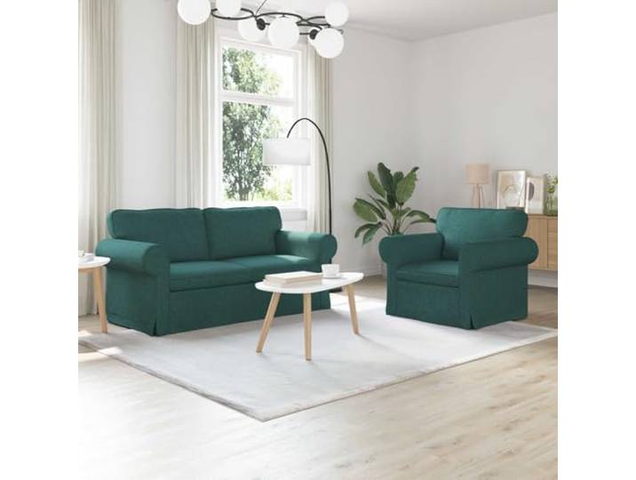 Sofa Set 2 Stk Dunkelgrün Stoff Modernes Modulares Ecksofa mit Metallrahmen Modulares Ecksofa, atmungsaktiver Stoff, robuste Metallkonstruktion, pflegeleichte Oberfläche, flexible Raumgestaltung