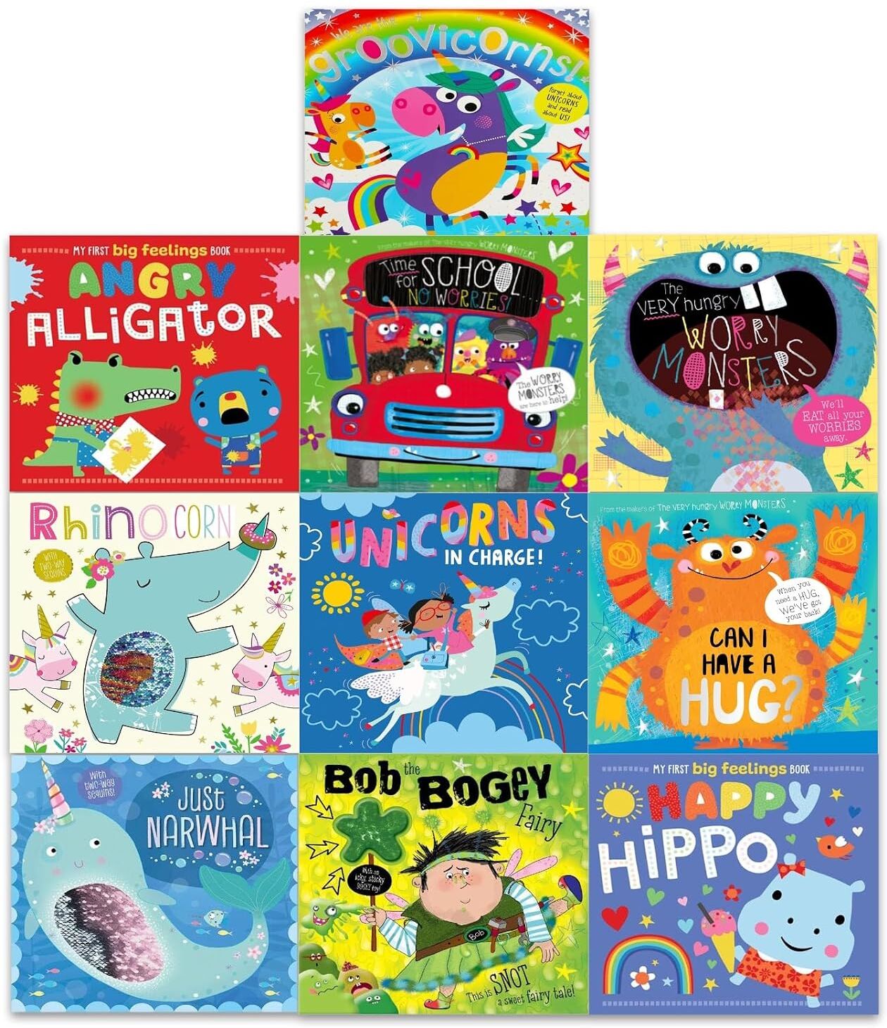 Feelings 10 Books Collection Set - Make Believe Ideas - Paperback - Ages 3-8 - Worry Monsters, Unicorns & Friends Emotions Book Bundle
