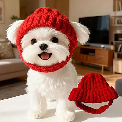 Uplift Treasures Cute Knit Dog Beanie Hat With Ear Flaps For Small Dogs Cute Knit Dog Beanie Hat With Ear Flaps For Small Dogs