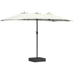 Helloshop26 - Moderner faltbarer Gartenschirm 385 x 209 x 244 cm für den Außenbereich schlichtes Design sandfarbenes Polyester