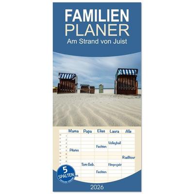 Familienplaner 2026 - Am Strand von Juist mit 5 Spalten (Wandkalender, 21 x 45 cm) CALVENDO