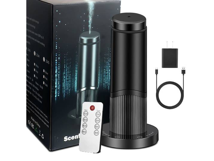 Diffuseur d'huiles essentielles sans eau, diffuseur d'aromathérapie intelligent noir, grande capacité 200 ml, diffuseur d'arômes pour hôtel et maison