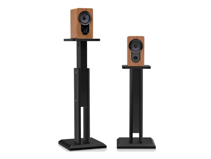 XIIW Lautsprecherständer 2er Holz Boxenständer 65-85cm Lautsprecher Ständer je 20 kg, (bis 10 Zoll, für Satelliten Surround Sound Boxen Schwarz, Universal Regallautsprecher für Heimkino Studio)
