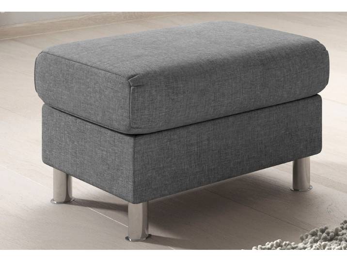 Hocker, 67x53 cm, Polyester, Hellgrau, Mit Federkern, Klassisch, TRENDMANUFAKTUR