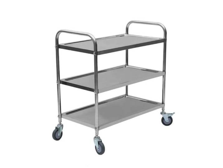 Chariot de Service - LDSZXNE - 3 étagères - Cuisine - Acier - Gris