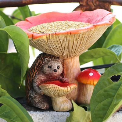 Uplift Picks Whimsical Hedgehog Mushroom Bird Feeder Garden Statue Whimsical Hedgehog Mushroom Bird Feeder Garden Statue