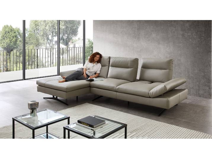 Cuoio Ecksofa Letizia mit manueller Sitztiefenverstellung in