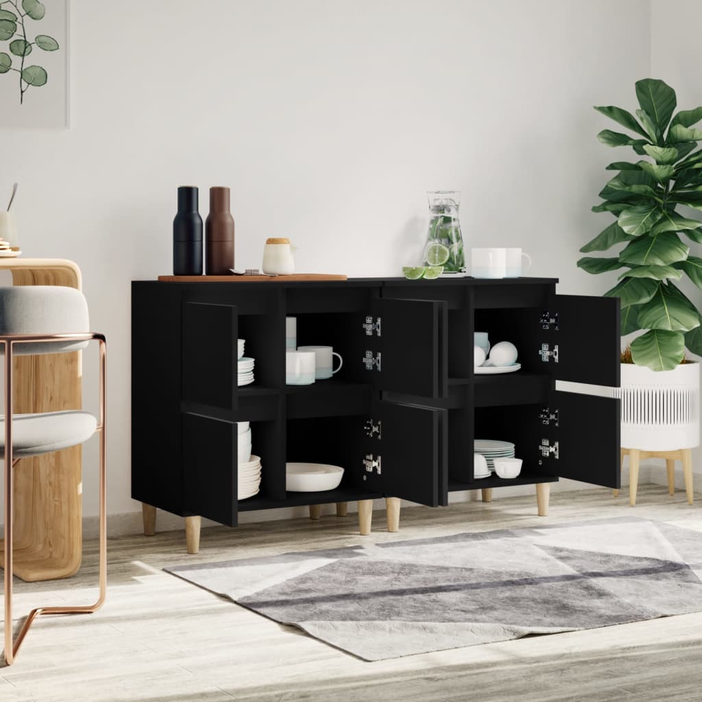 vidaXL Buffets 2 pcs noir 60x35x70 cm bois d'ingénierie
