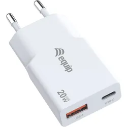EQUIP 2-Port 20W GaN Slim USB PD-Ladegerät USB-C x1 USB-A x1 weiß