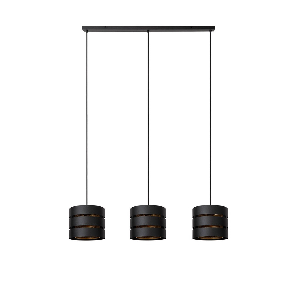Lucide Rosas Hanglamp - 3-lichts - Zwart en Goud - Modern Design