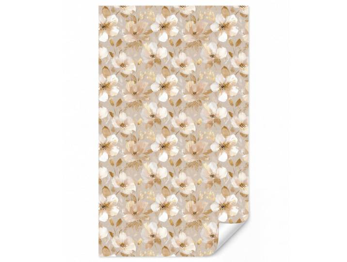 OnlyWow Tapete - Blumen - künstlerisch - Gold - 160x280 cm, Beige, Papier, Rechteckig, 160x280 cm, Tapeten & Wandverkleidungen, Vliestapeten