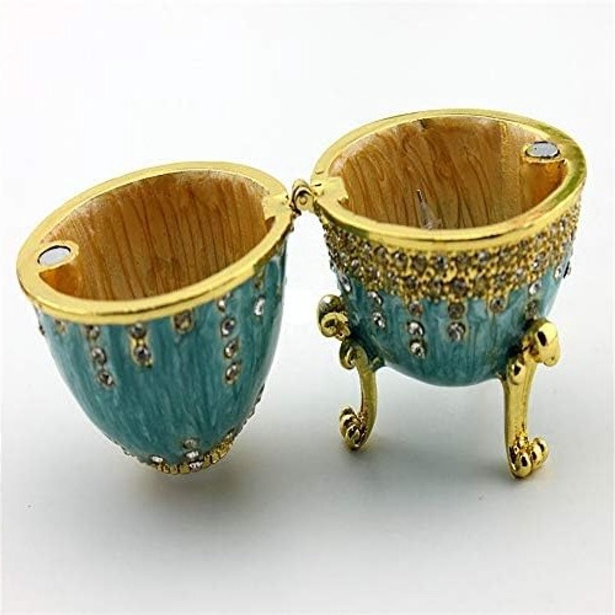 Handgeschilderde sieradenbox in Fabergé-ei stijl - Groen