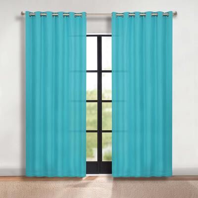 Superior Solid Machine Washable Room Darkening Grommet Blackout Curtains, Set of 2