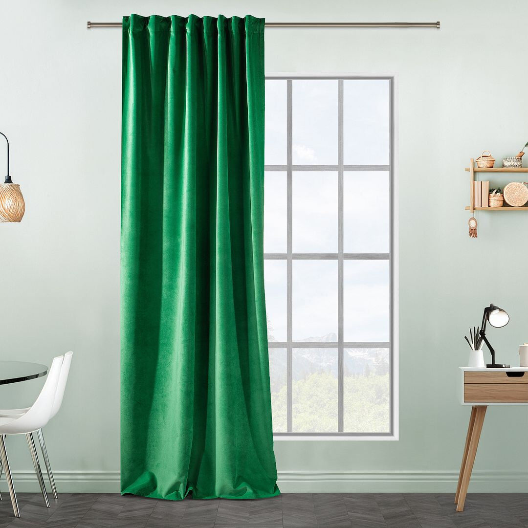 Lilijan Home & Curtain Extra Long & Extra Wide Matte Velvet Curtain Panel 31 SPRING GREEN 130cm Width x 325cm Drop