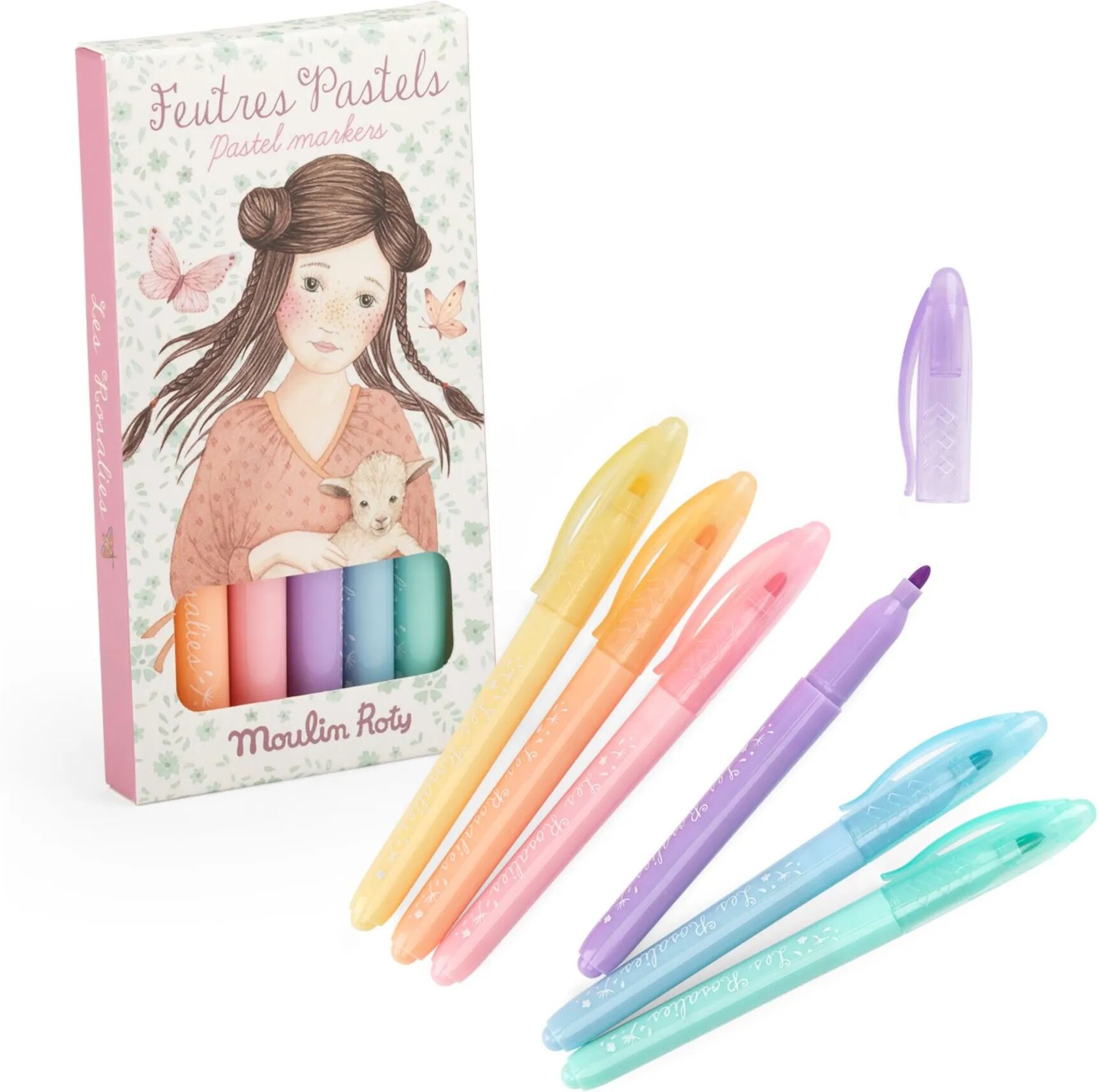 Moulin Roty Feutres pastels Les Rosalies - Boîte de 6 Multicolore taille unique
