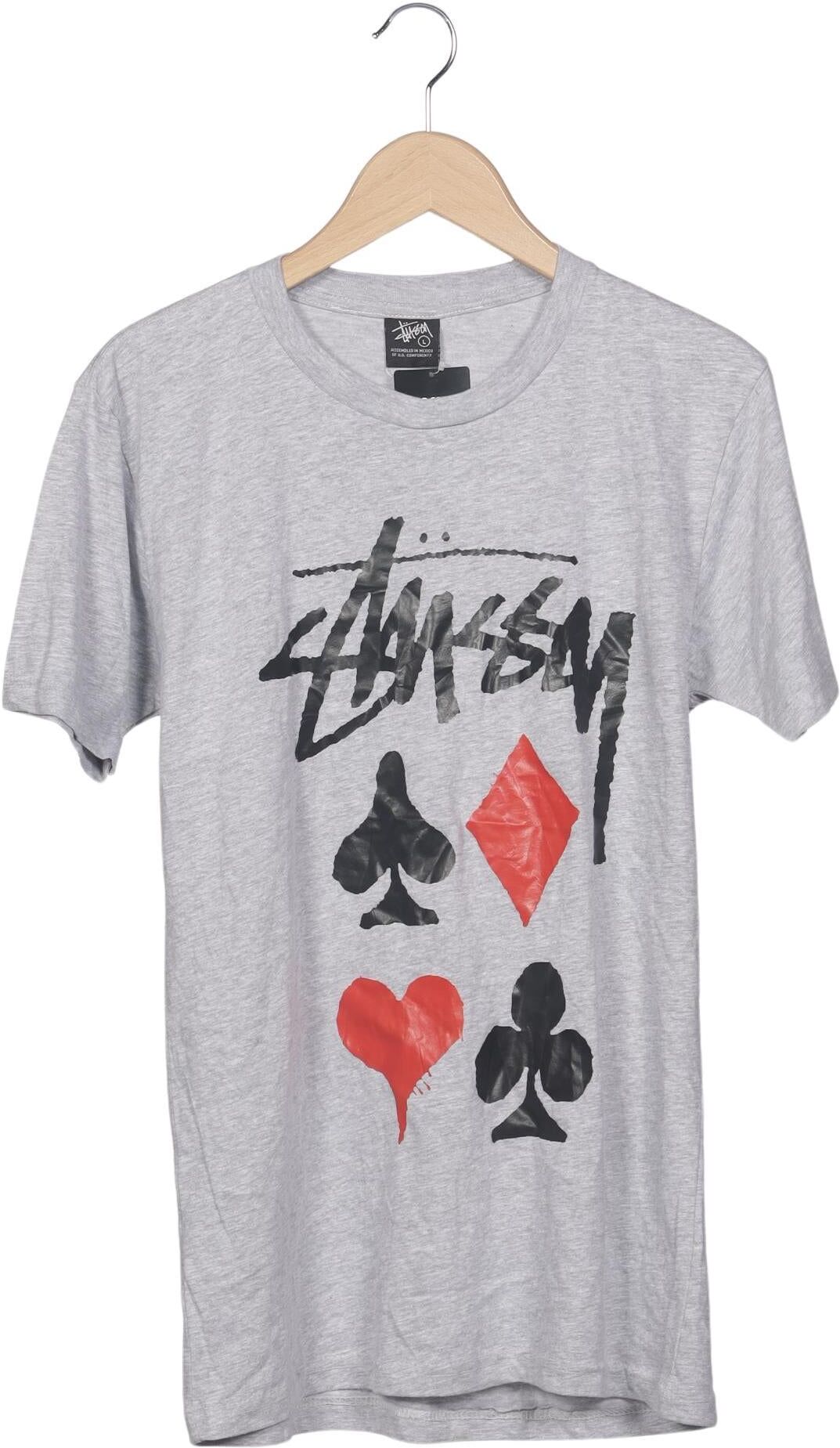 Stüssy Herren T-Shirt, Grau, Gr. L, Baumwolle - Second Hand
