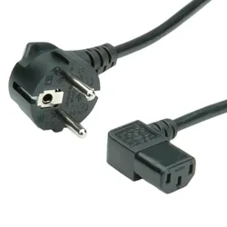 VALUE Netzkabel, abgewinkelte IEC-Buchse, Schutzkontakt CEE 7/7 auf Kaltgeräte C13, schwarz, 1,8 m