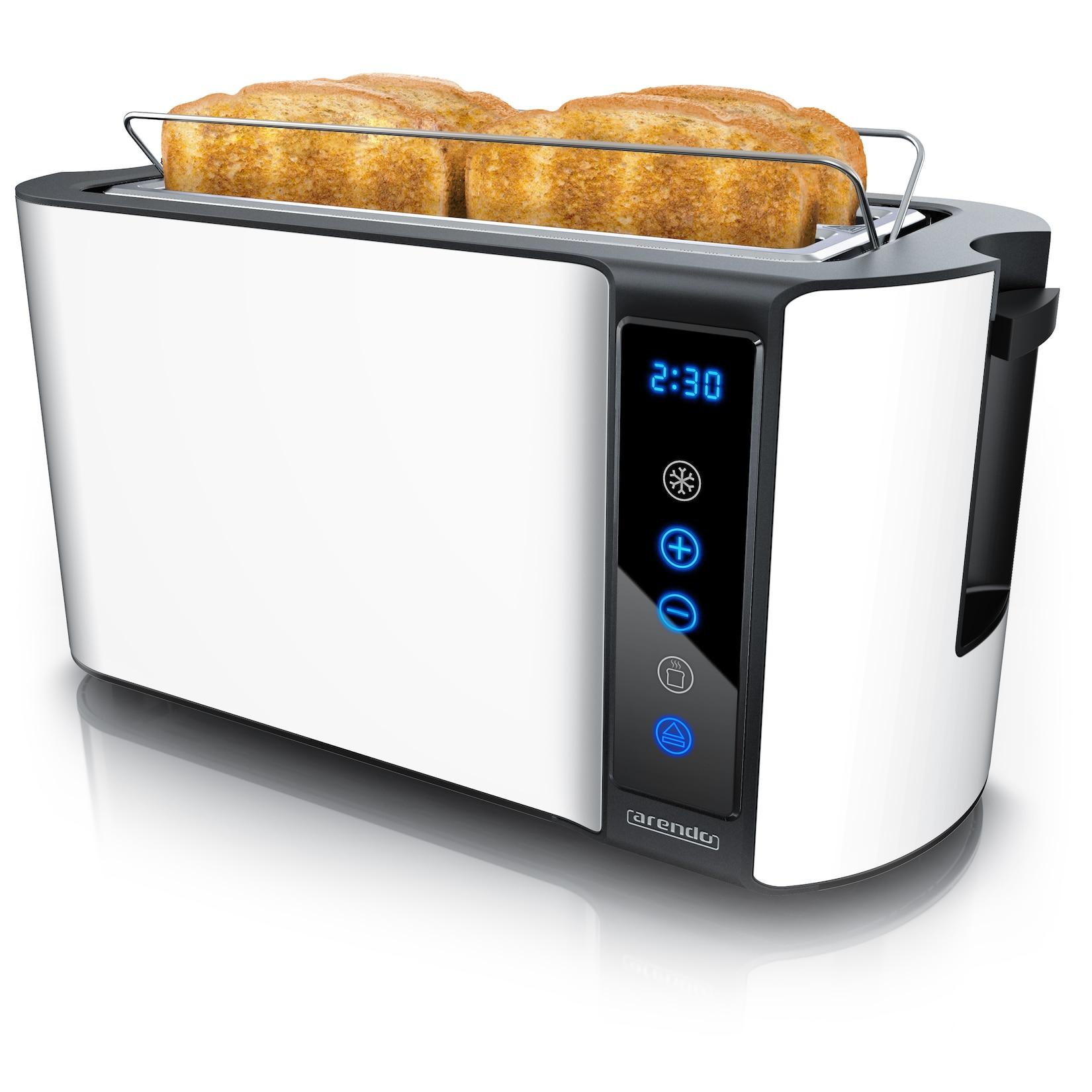 Arendo Toaster, Edelstahl, mit Brötchenaufsatz, Display & Touch, wärmeisoliert, verschiedene Schlitze