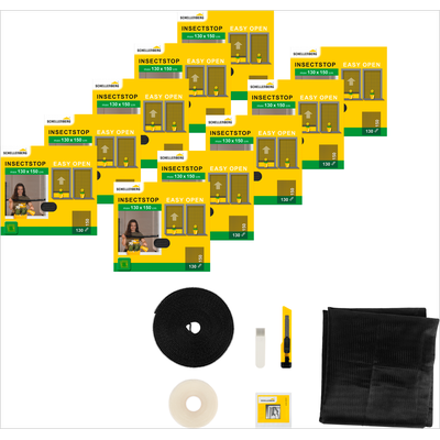 Fliegengitter-Gewebe SCHELLENBERG "Simply Open aufrollbar für Fenster, 3-er Pack", grau (rahmen: grau gewebe: anthrazit), B:130cm H:150cm, Insektenschutzgitter, Klebe-Klett-Montage, 130 x 150 cm, anthrazit